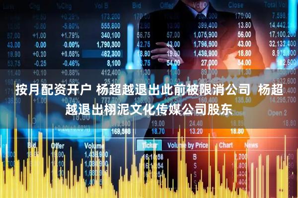 按月配资开户 杨超越退出此前被限消公司  杨超越退出栩泥文化传媒公司股东